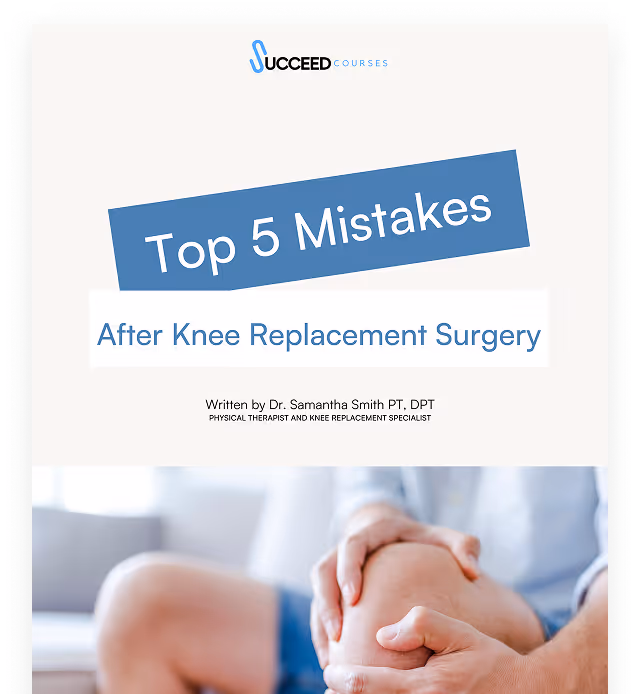 Person holding knee after knee replacement surgery recovery