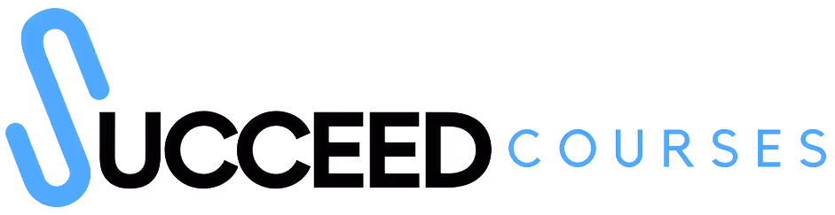 Succeed Courses logo with blue and black typography