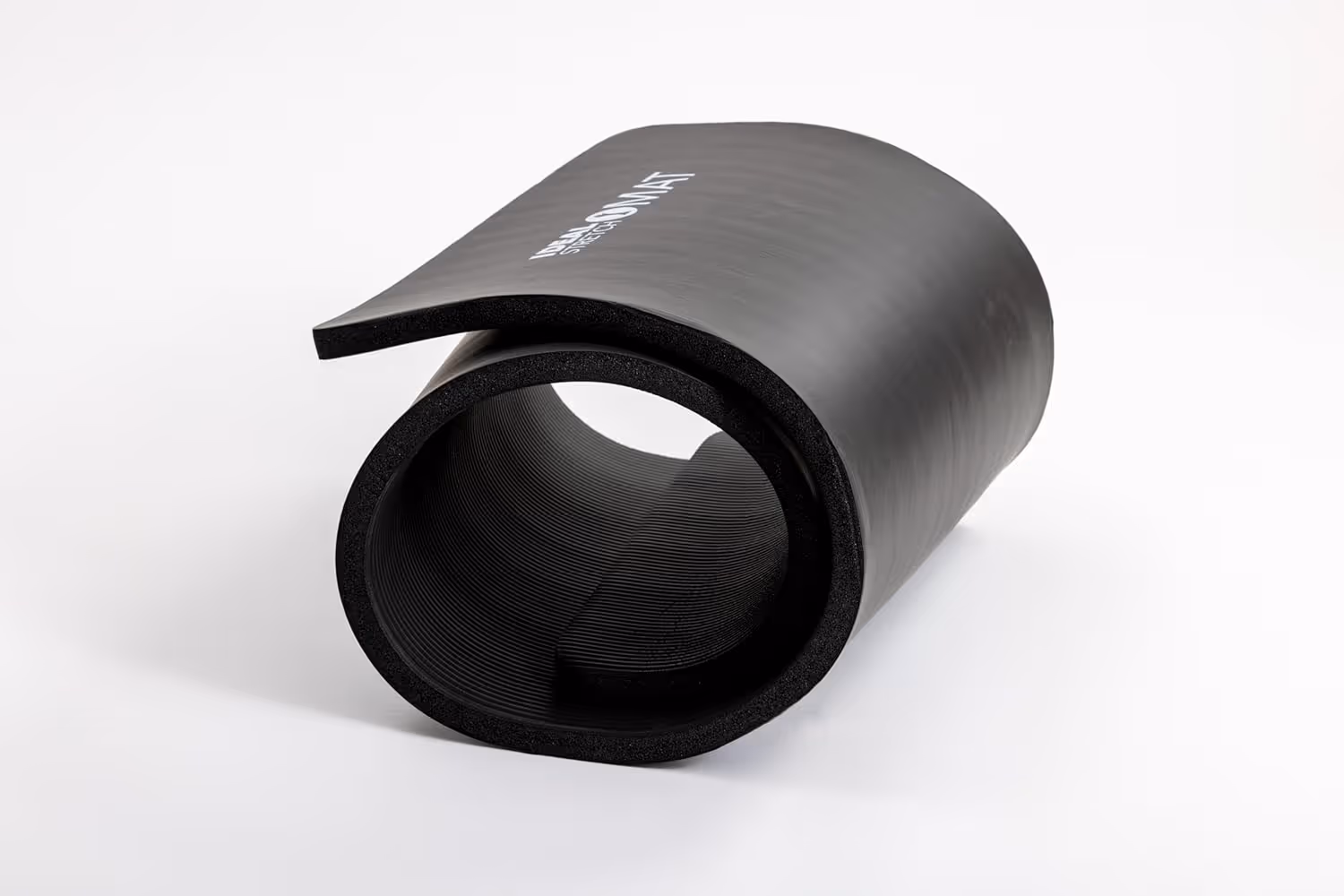 Black flexible cylindrical tube or pipe with curved shape