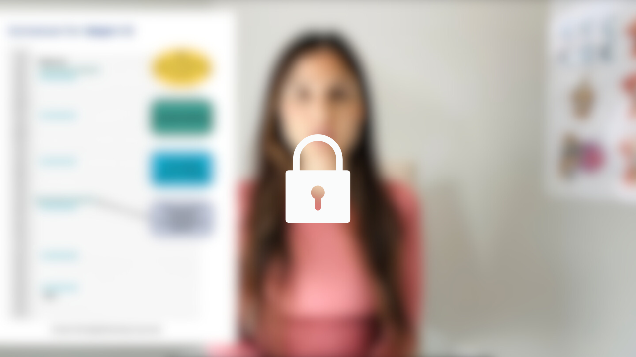 Person in pink shirt with privacy lock symbol representing data protection