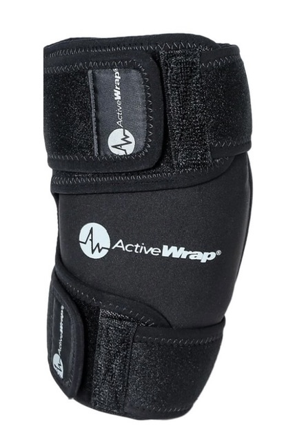 Black ActiveWrap knee or elbow support brace with adjustable straps