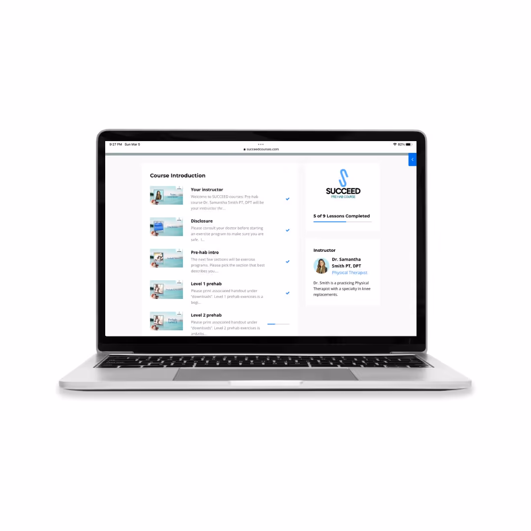 Succeed online course platform showing course introduction and progress