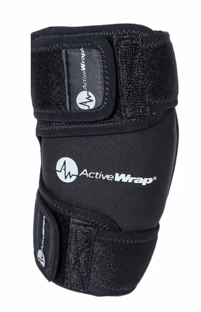 Black ActiveWrap knee or elbow support brace with velcro straps