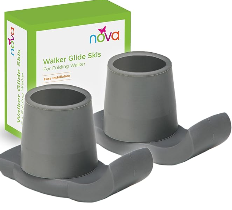 Nova walker glide skis for folding walkers, gray accessories