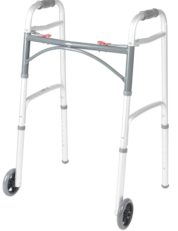 Adjustable walker with wheels, supportive mobility aid for walking assistance