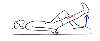 Person performing a supine leg raise exercise on a mat