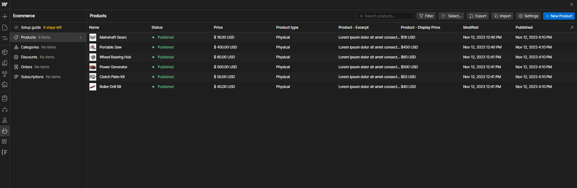 Ecommerce Collection - Industrial X Webflow Template