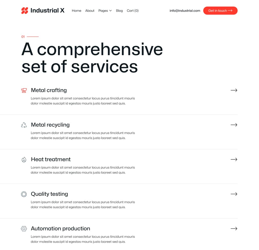 Industrial X - Service Page - Metallurgical Webflow Template