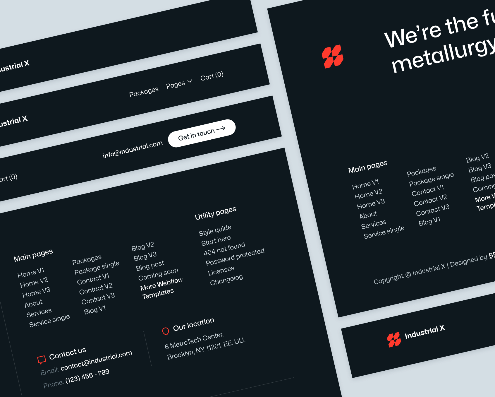 Industrial X - Headers And Footers - Metallurgical Webflow Template
