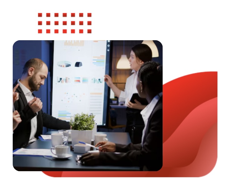 Business meeting with data presentation on the screen