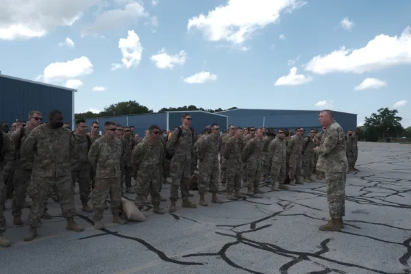 U.S. Army National Guard soldiers in formation