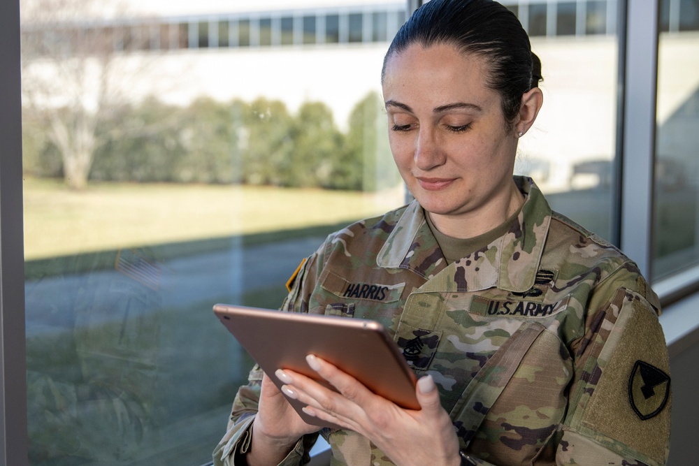 Sgt. Maj. Julie Harris, U.S. Army Financial Management Command operations senior enlisted advisor, a