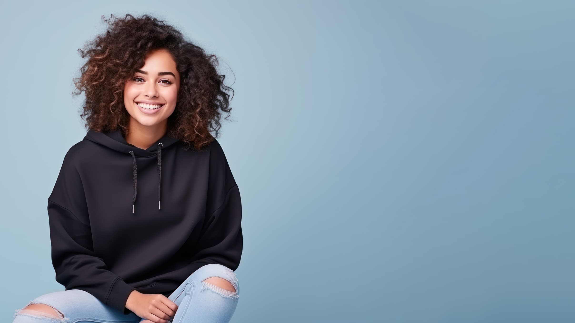 Woman in a black hoodie