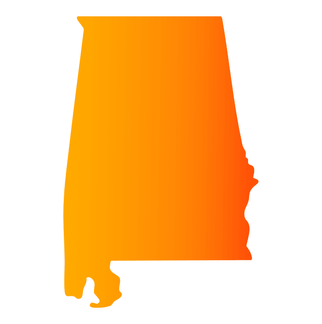 Gradient orange silhouette map of the continental United States.