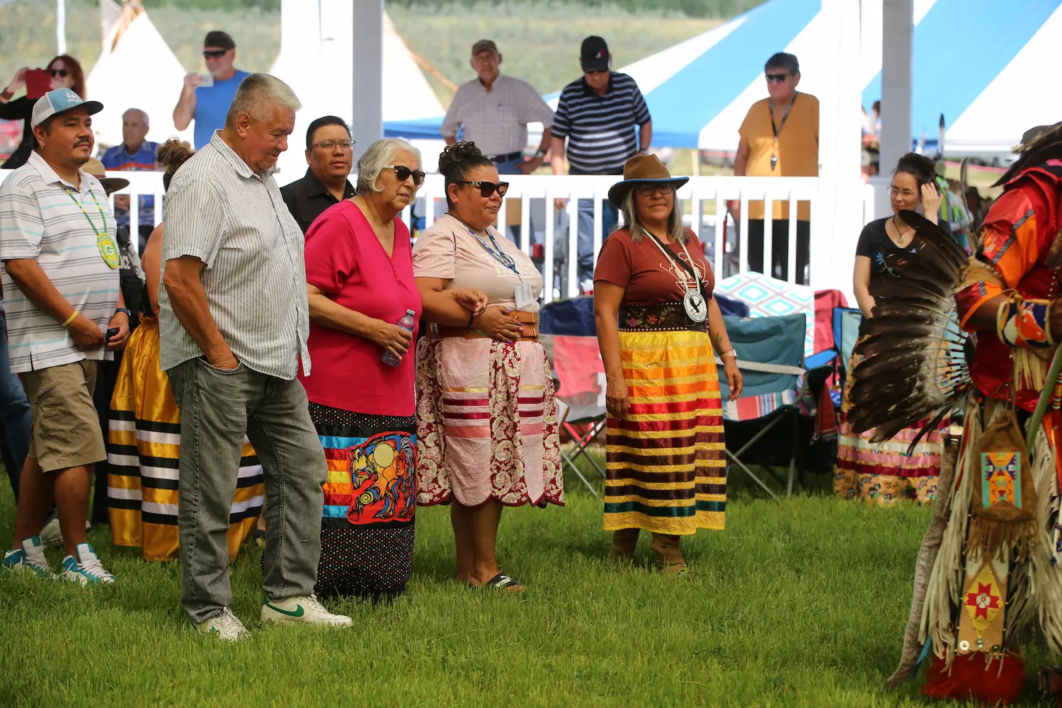 community event at the park with ribbon dancing