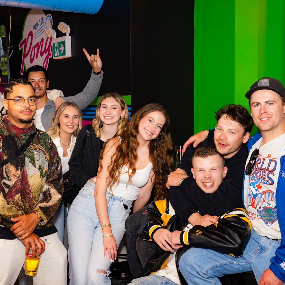 Friends celebrating a birthday party during the Toronto bar crawl night