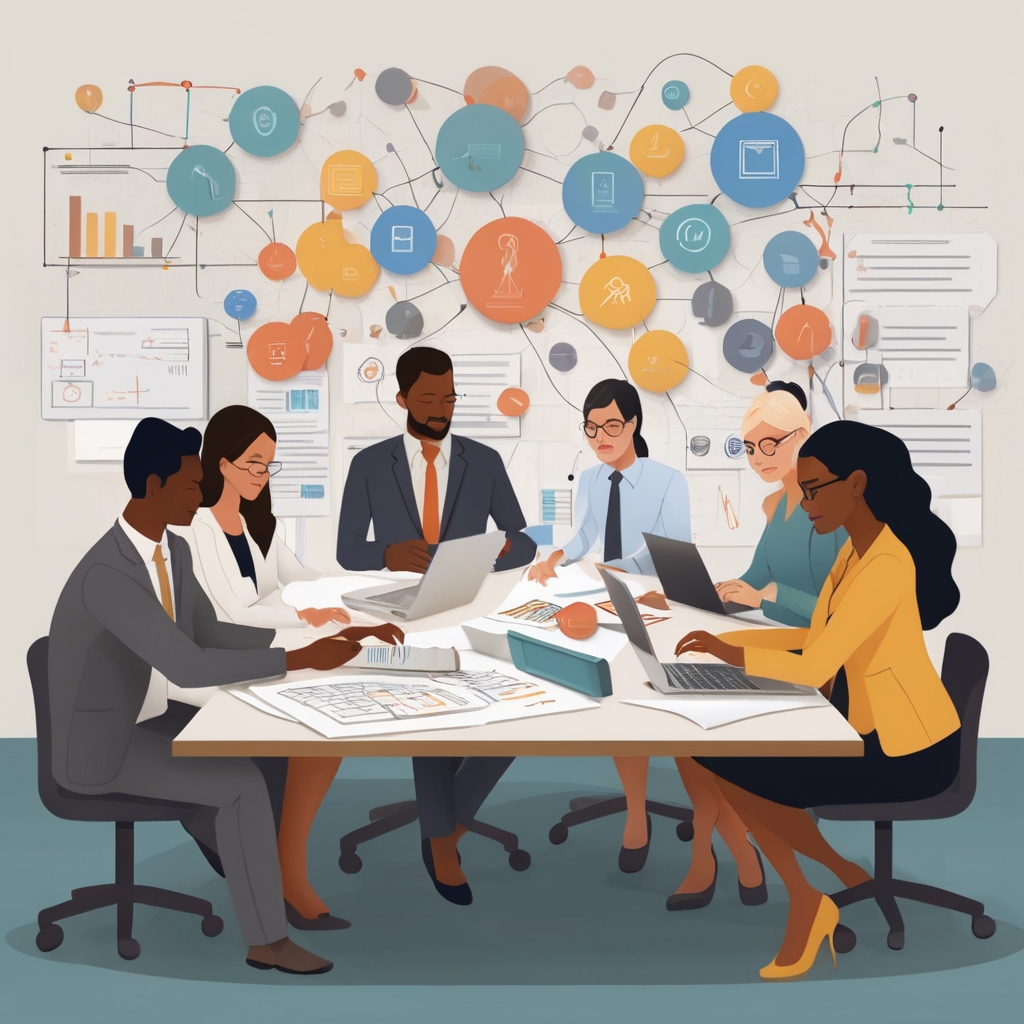 Small business team collaborating efficiently with automated workflows and connected technology systems reducing manual data 