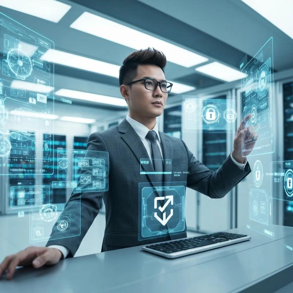 Cybersecurity expert monitoring cloud security systems for compliance