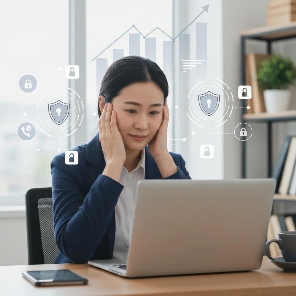 A small business owner confidently overseeing operations, with clear visuals representing enhanced security and operational efficiency thanks to managed IT services.