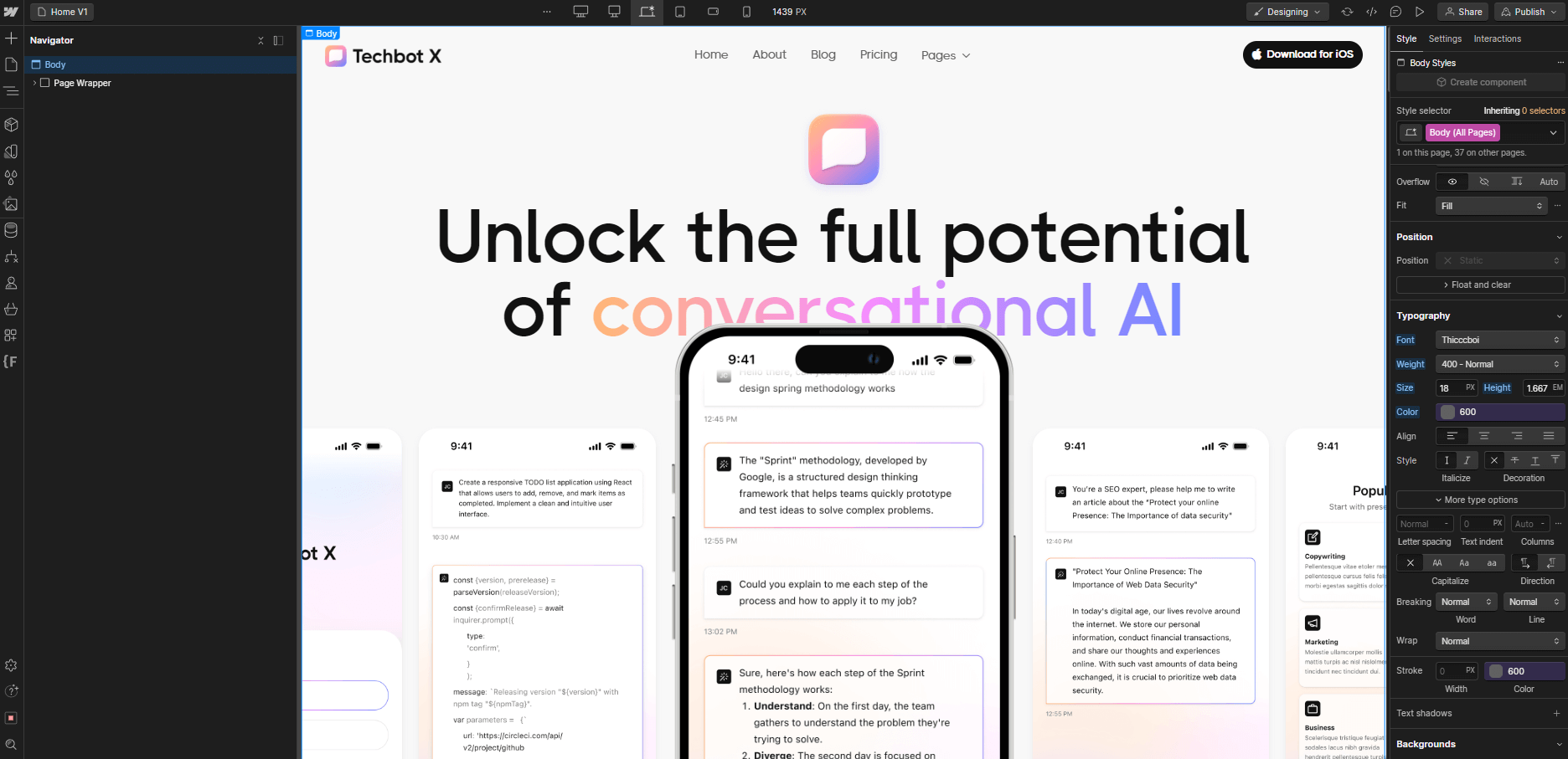 Typography - Techbot X Webflow Template