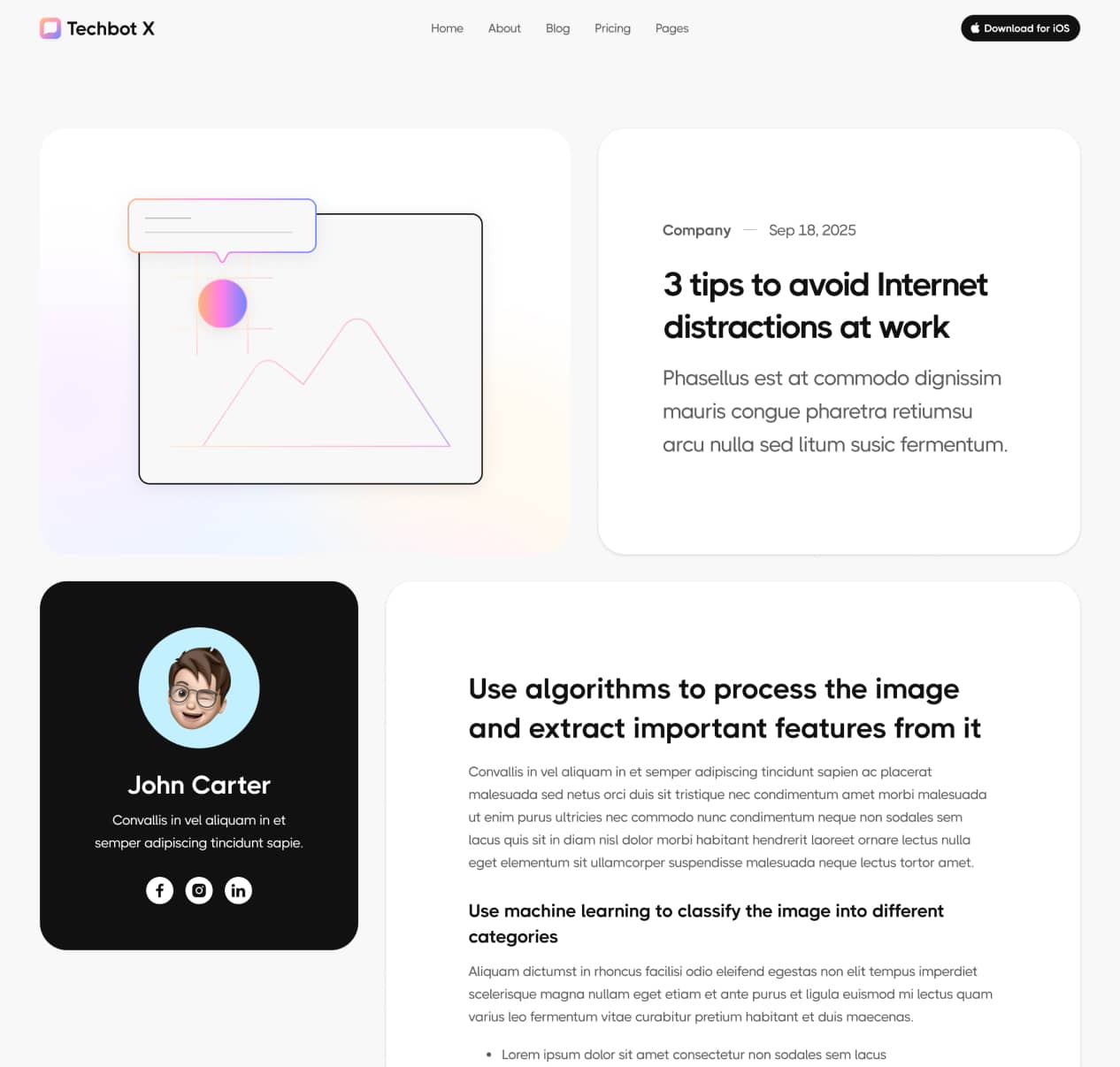 Techbot X - Blog Post Page - AI App Webflow Template