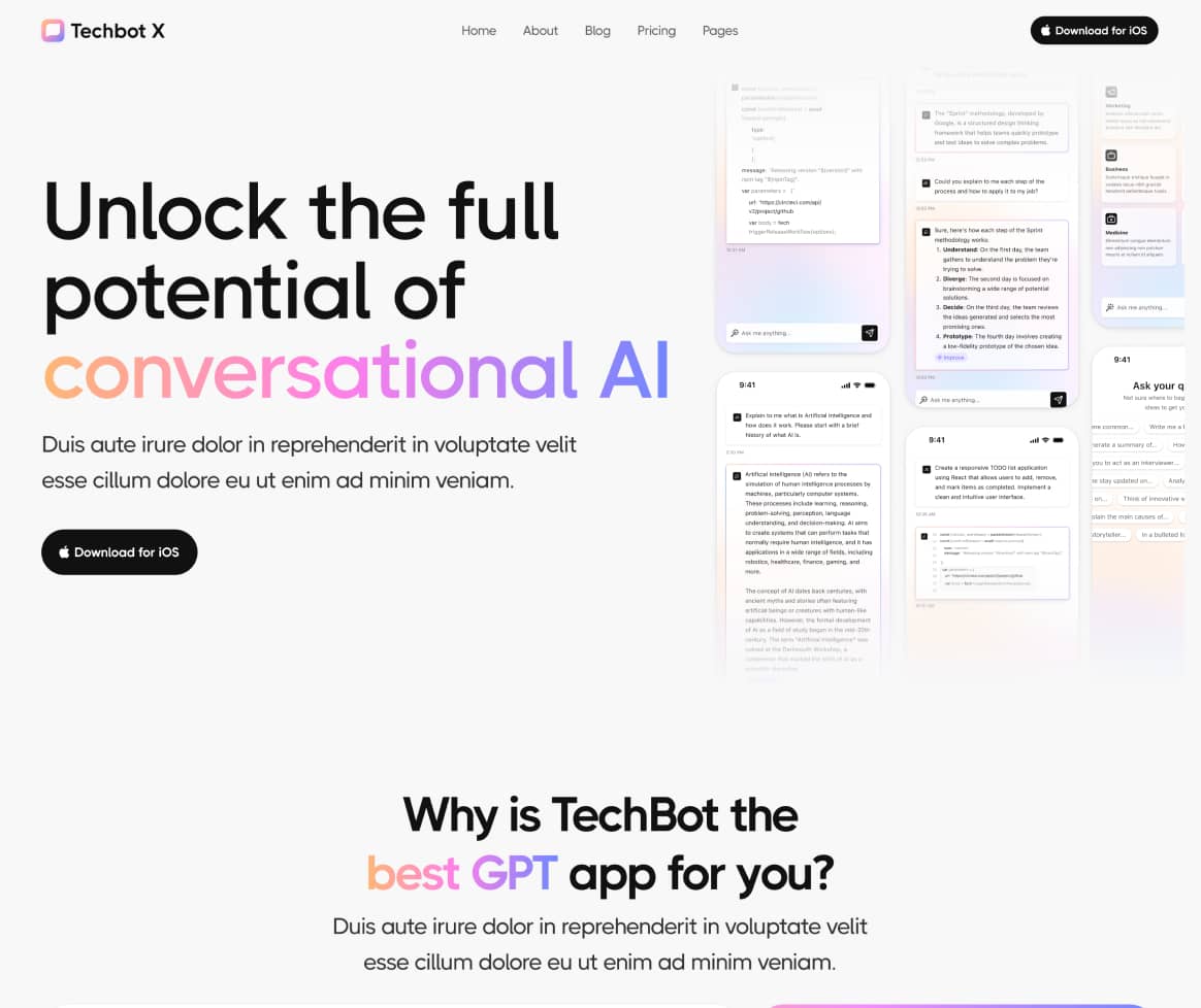 Techbot X - Home V2 Page - AI App Webflow Template