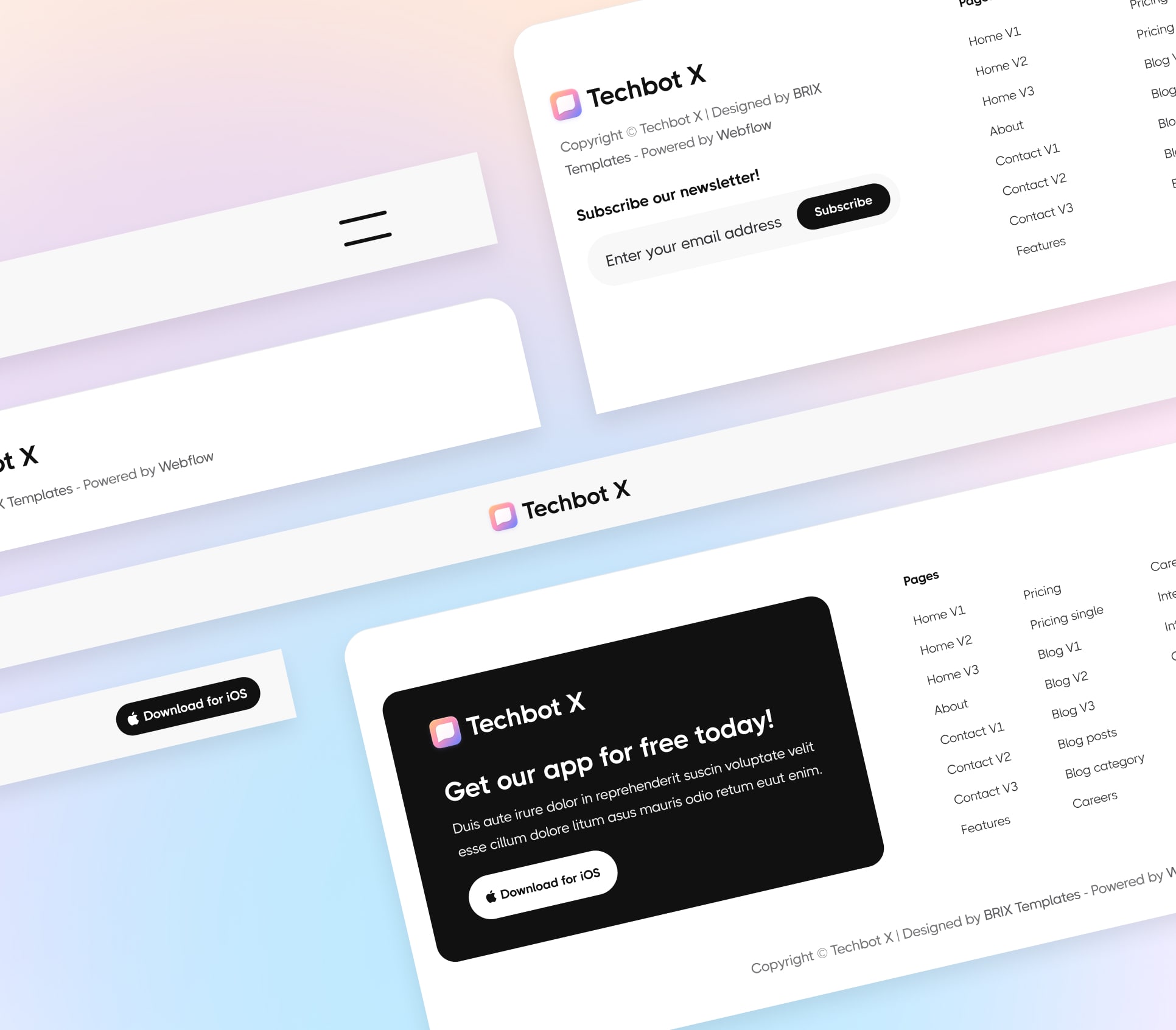 Techbot X - Headers and Footers - AI App Webflow Template