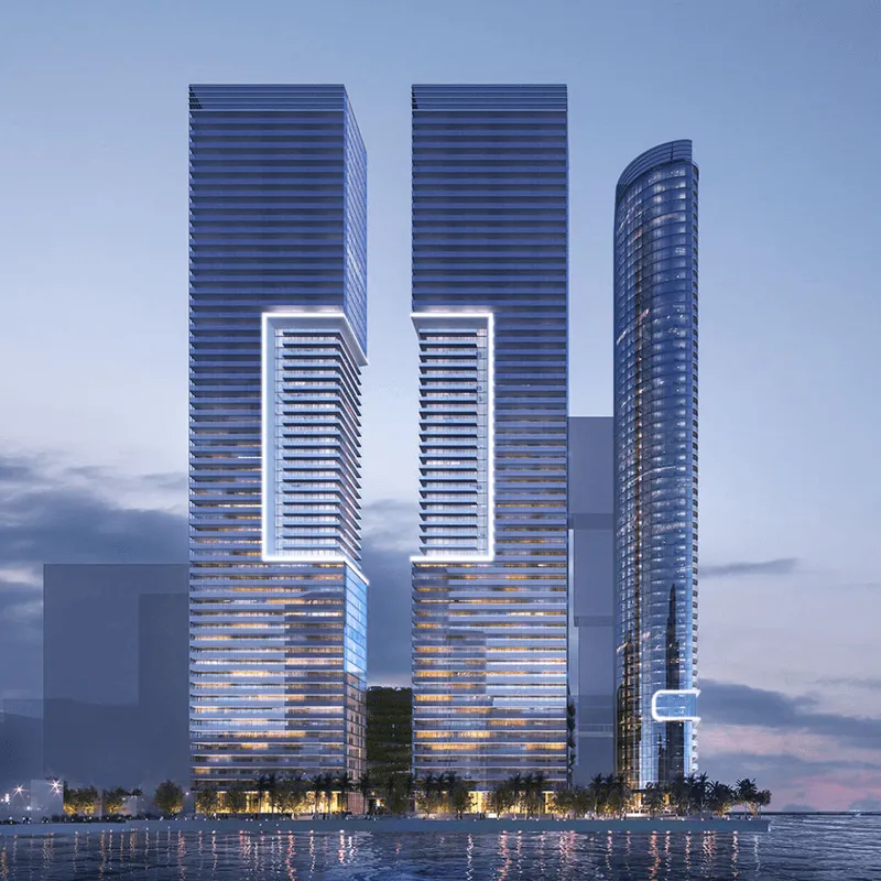 Edition Residences Miami — modern luxury residential towers overlooking Biscayne Bay.