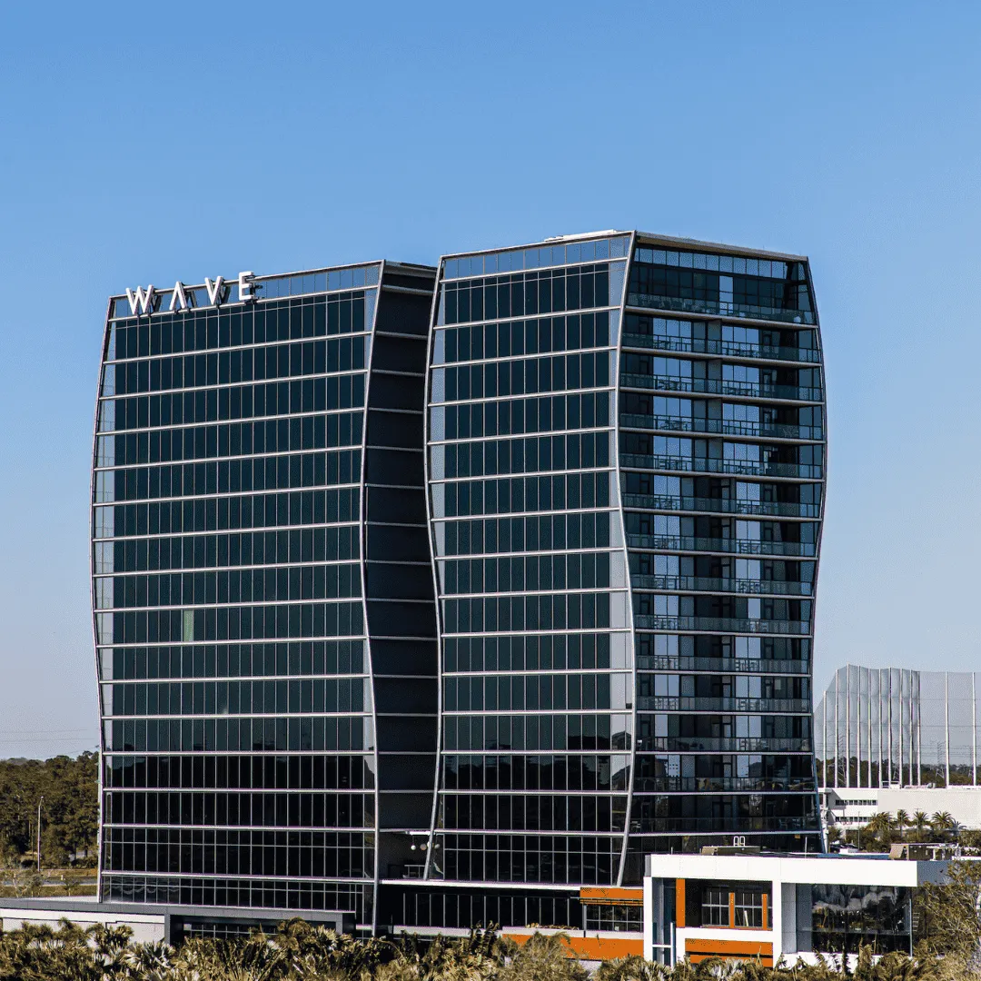 Lake Nona Wave Hotel — contemporary luxury hotel known for its innovative design and tech-forward amenities in Orlando, Florida.