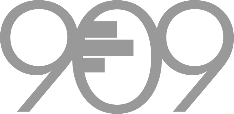 9o9 Group grey logo on a transparent background.
