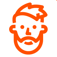 Icon for Aways Jon Pope. Depicts the the face of the owner of Arktera Creative in a minimalistic iconic way.