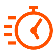 Icon for Quick Turnaround. A stopwatch that looks like it's going fast.