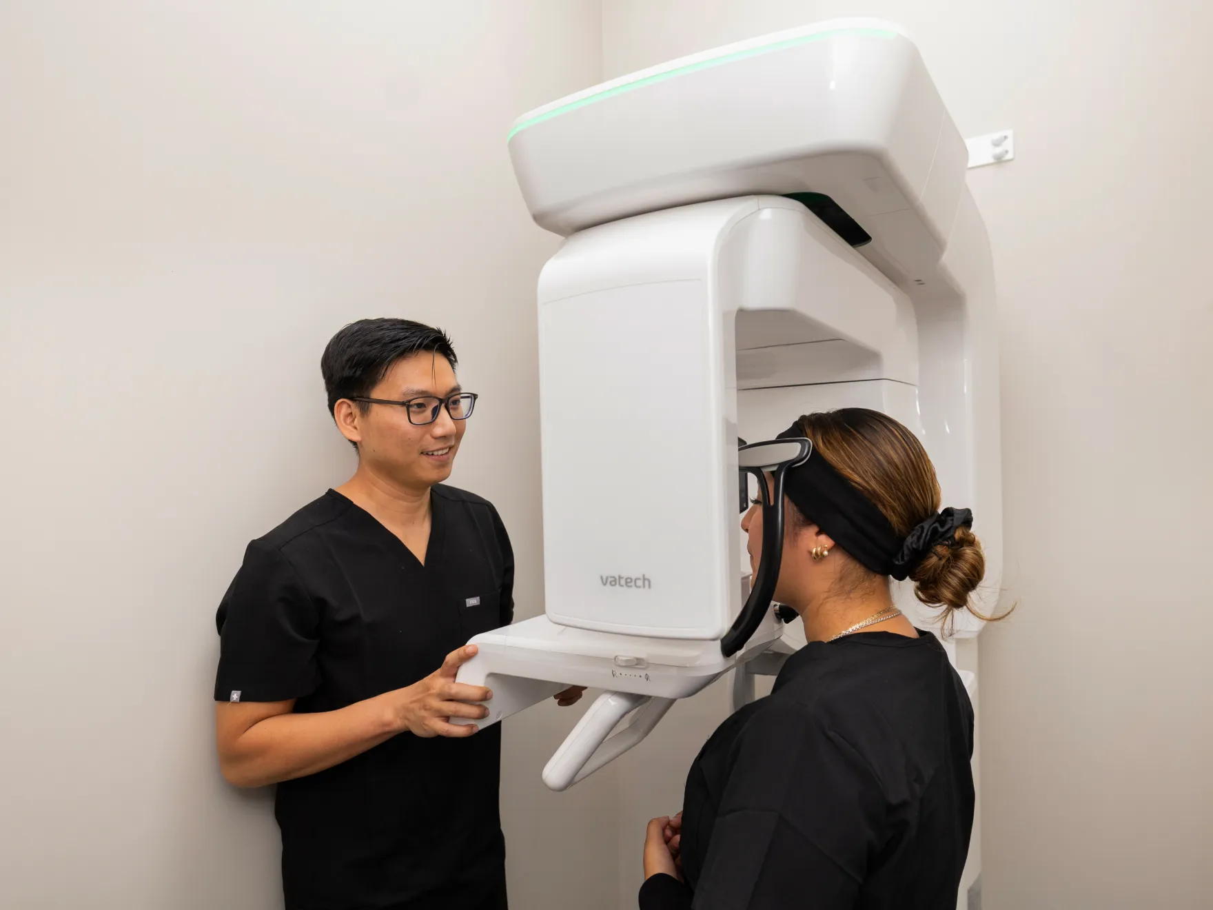 Dr. Huynh getting patient's x-rays