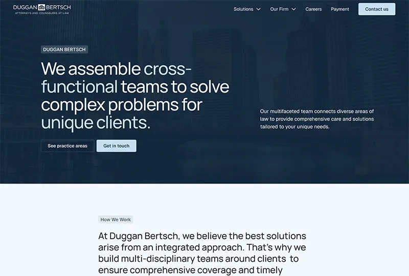 A screenshot of the dugganbertsch.com hero section
