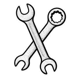 An illustration of two wrenches