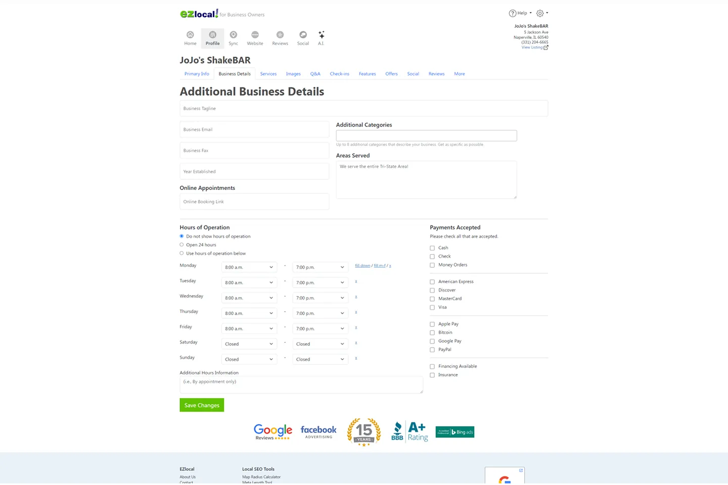 A before mockup of the EZLocal MVP