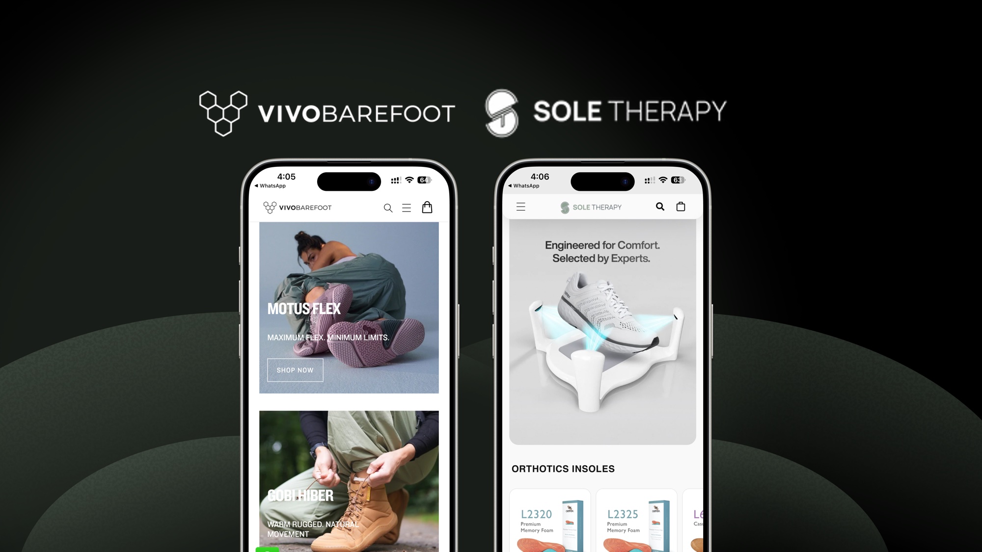 Vivobarefoot shoe + SoleTherapy orthotic insole with arch diagram overlay