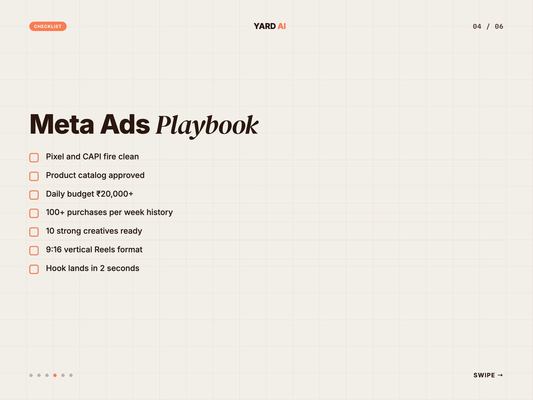 Editorial checklist of Meta Ads campaign hygiene for Indian D2C