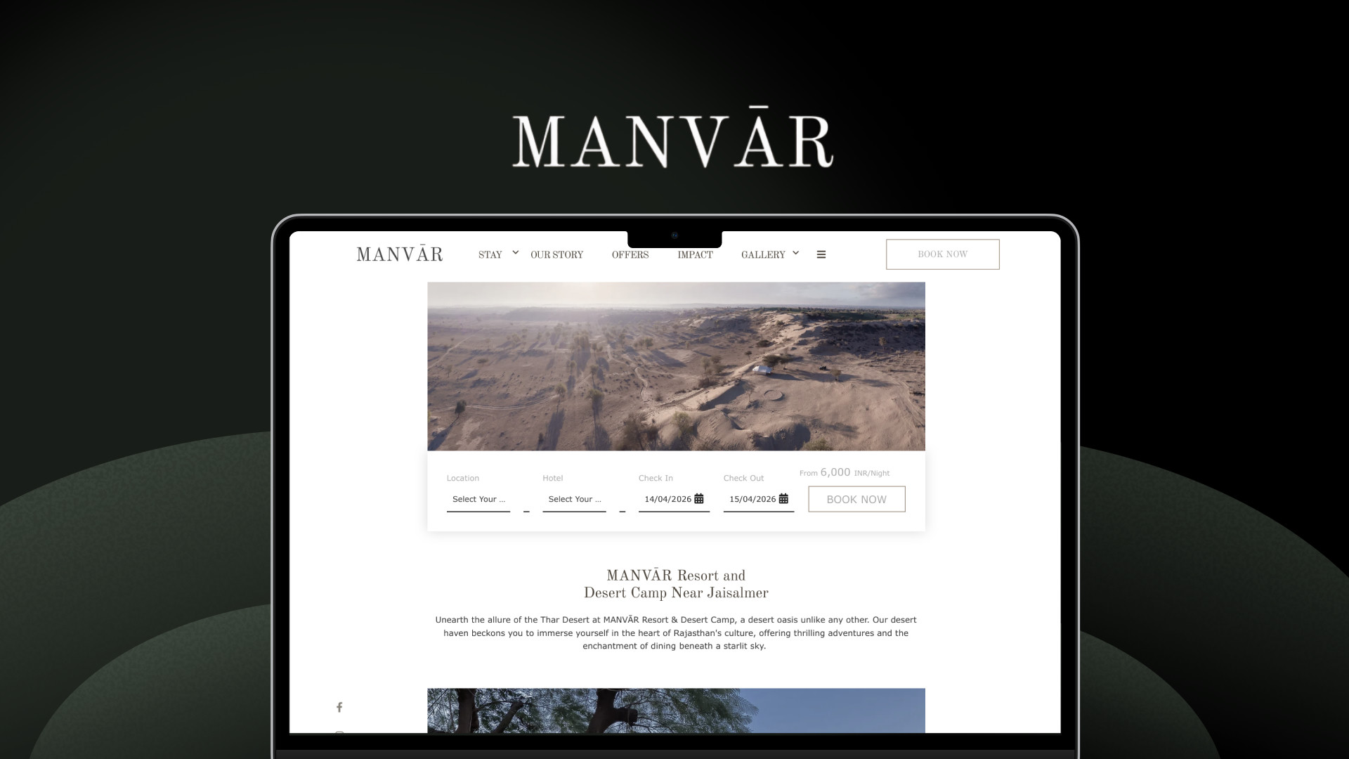 The Manvar direct-booking website built by YARD — mobile-first booking with clear value propositions