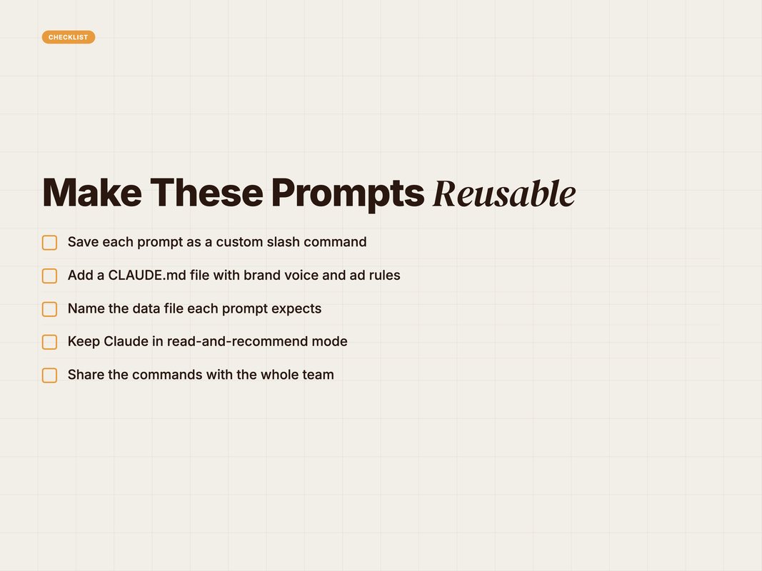 Checklist for turning Claude Code prompts into reusable team commands