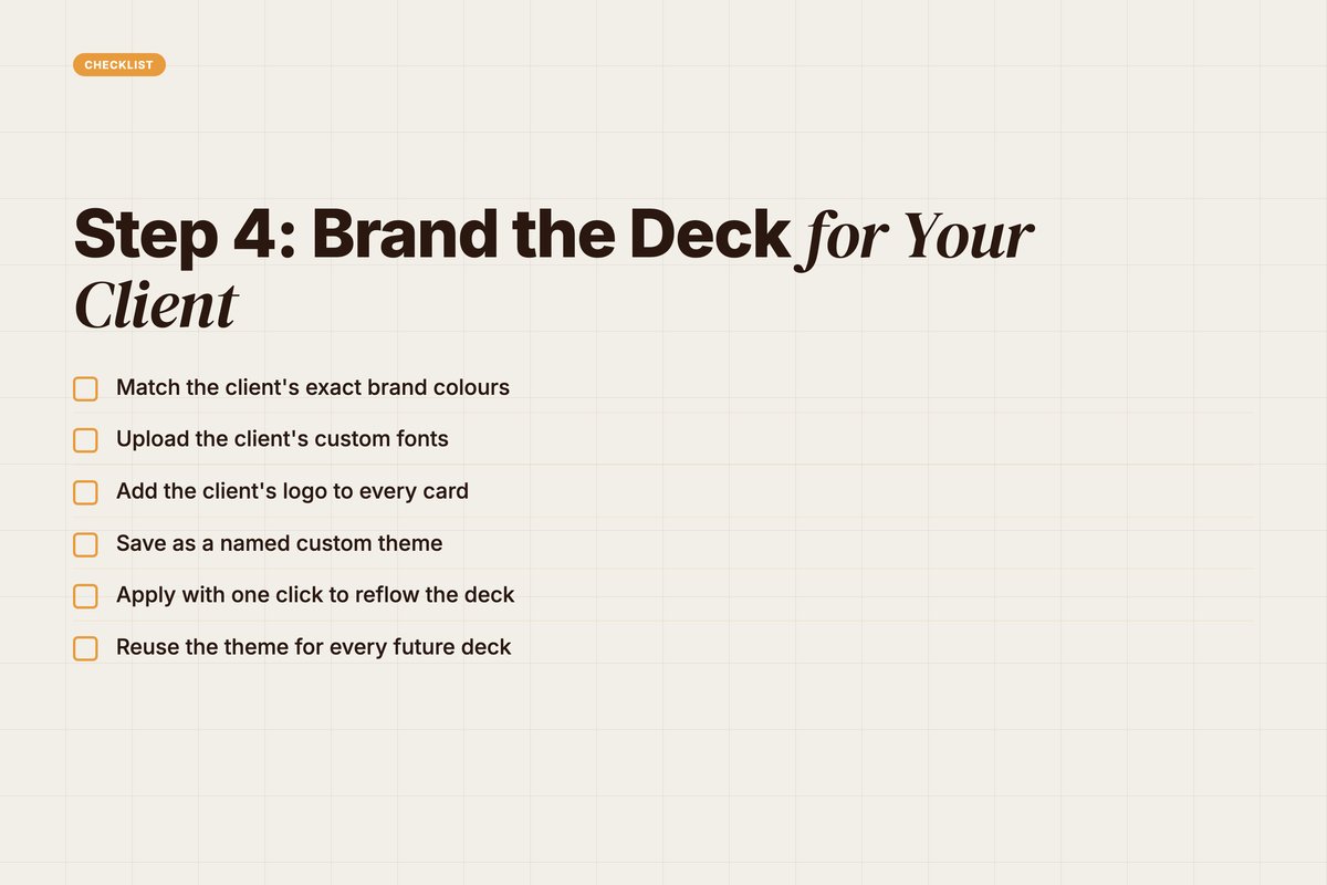 Client-ready deck branding checklist for Gamma themes