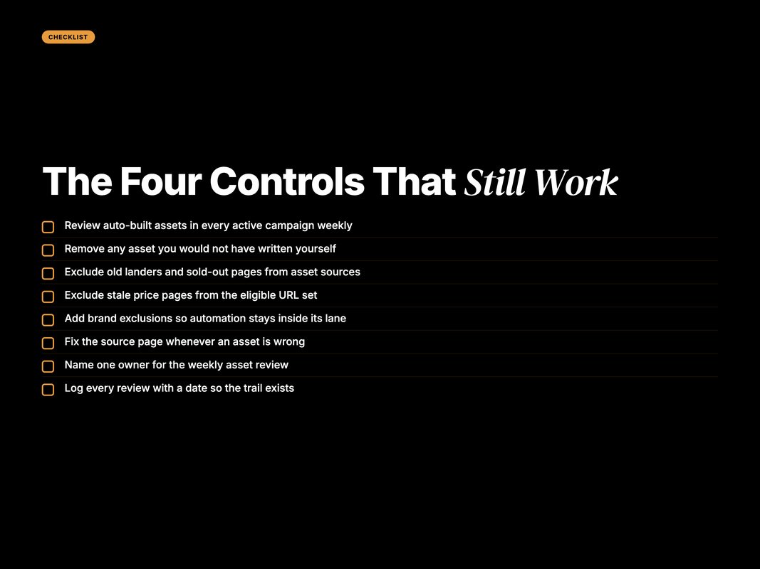 Checklist of the controls to set after the terms change