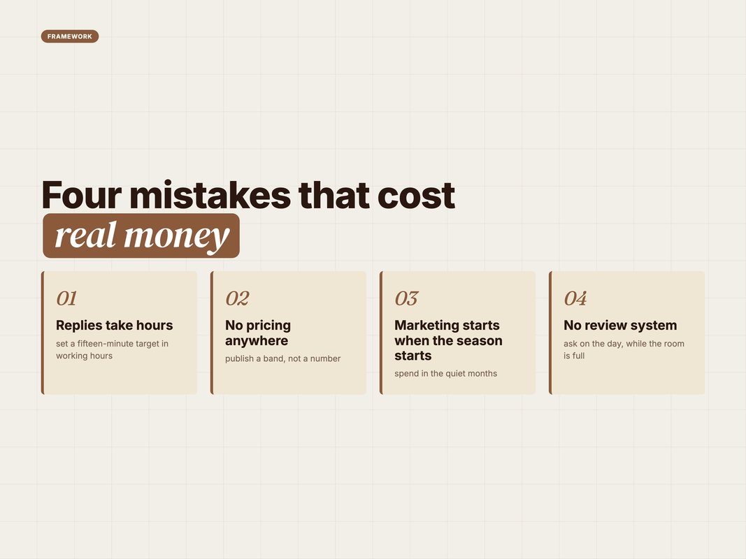 Framework card of the four costly mistakes in wedding vendor marketing