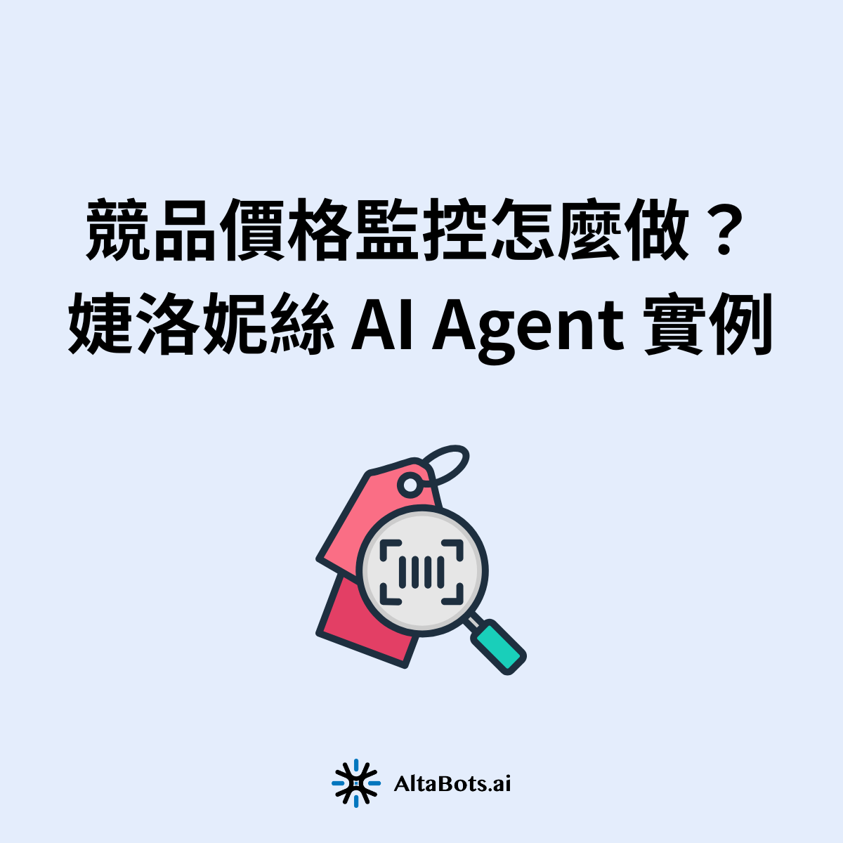 美妝保養品牌 JS 婕洛妮絲與 Data-DI 合作，運用 AltaBots.ai 建置競品價格監控 Agent，整合五大電商通路的價格、促銷與搭贈資訊。導入後，每月例行查價工時由 30-40 小時降至 6-8 小時，減少約 80%；單次整理時間也從約 3 小時縮短為約 20 分鐘，團隊只做重點審閱。省下的時間接近一個工作週。