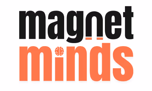 Magnet Minds Agency logo stacked with white background.