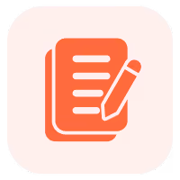 Magnet Minds Agency content writing and copy creation icon with paper and pen.