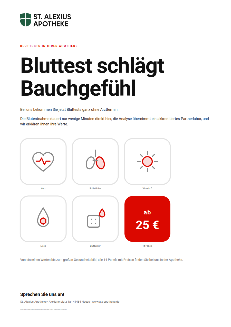 Kundenstopper Plakat im DIN-A1-Format der St. Alexius Apotheke
