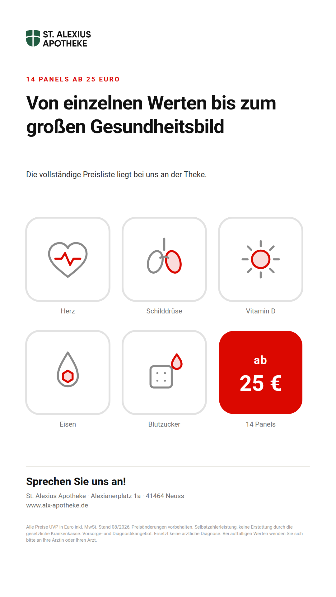 Bildschirmmotiv im Hochformat mit den Panels und dem Einstiegspreis
