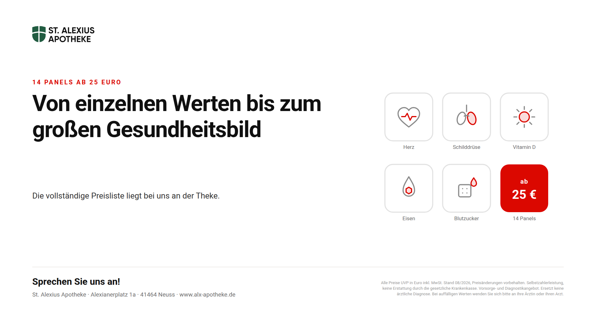Bildschirmmotiv im Querformat mit den Panels und dem Einstiegspreis
