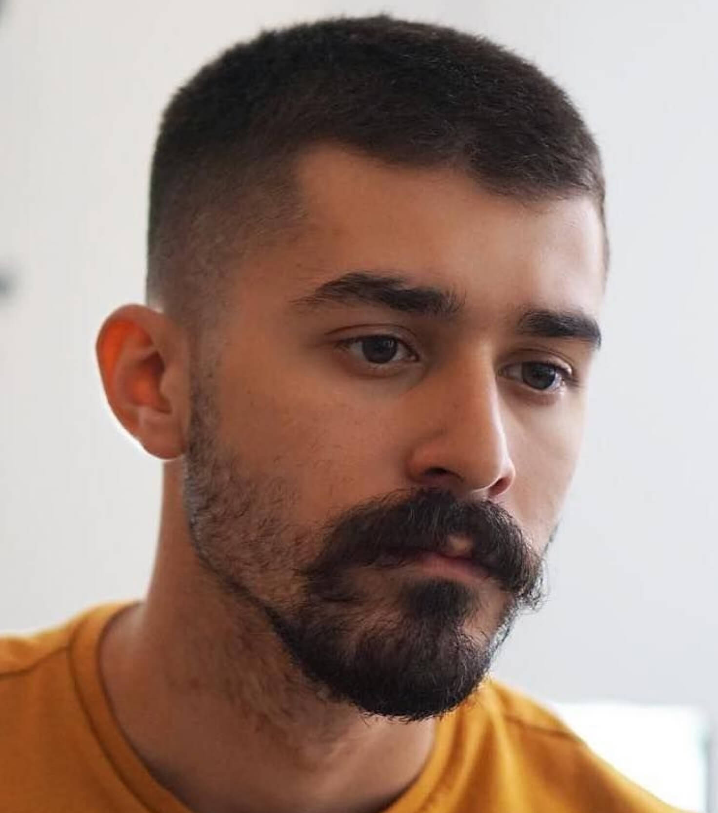 A close up of a person with a beard.